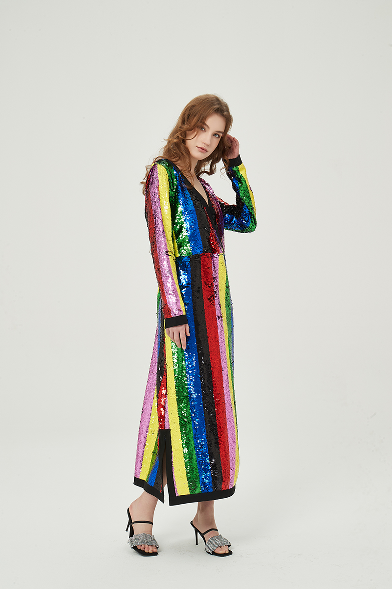 Ladies rainbow stripe luxury robes