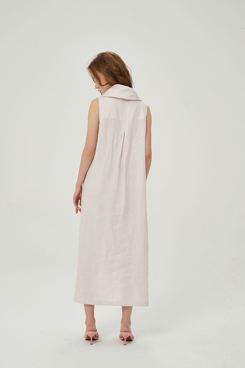 Ladies cowl neck linen luxury maxi dress