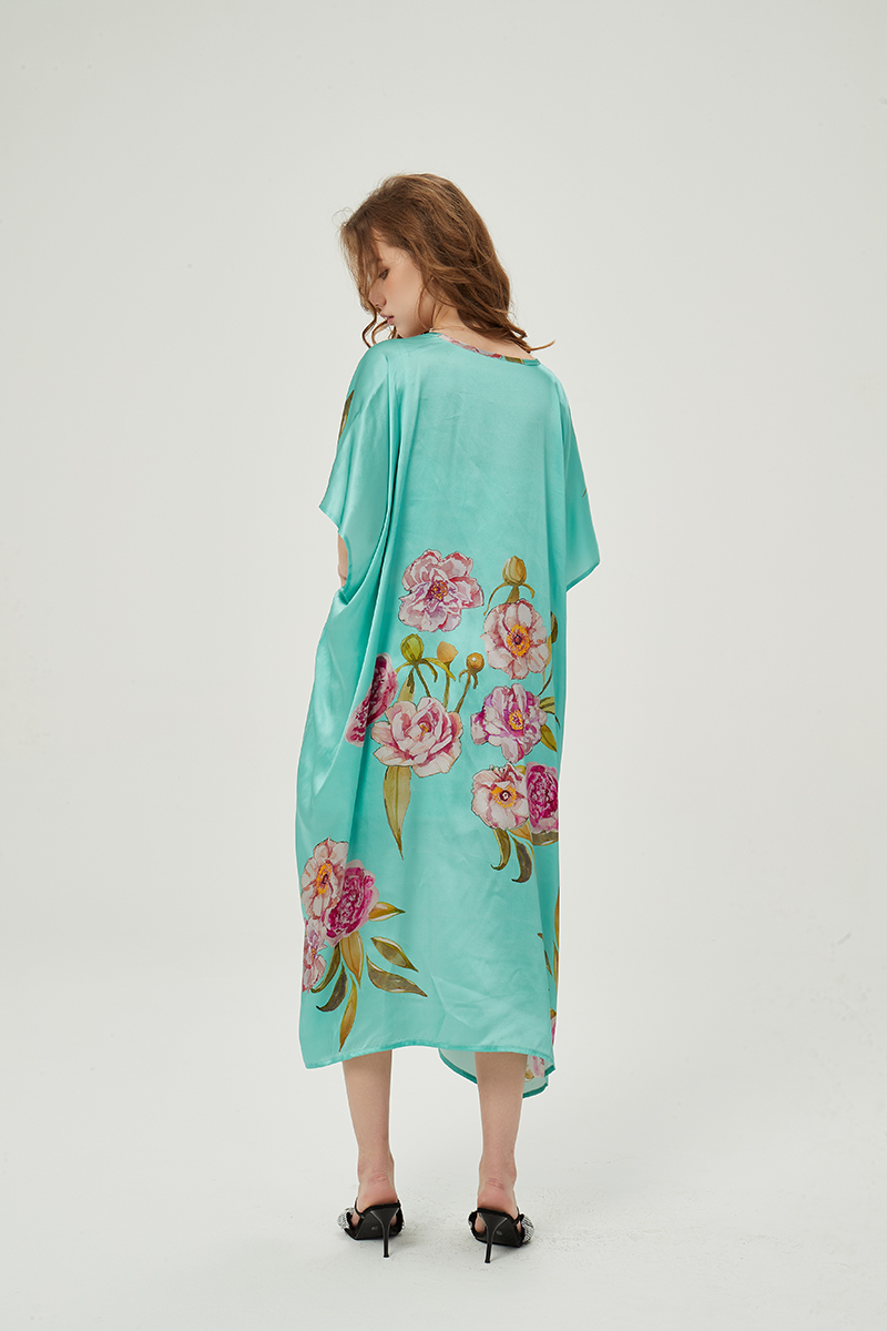 Ladies silk satin print sleep robes