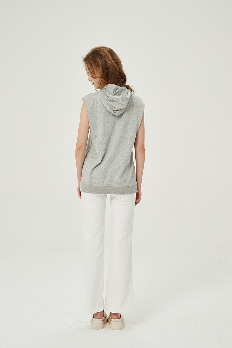 Ladies organic cotton sleeveless hoodies