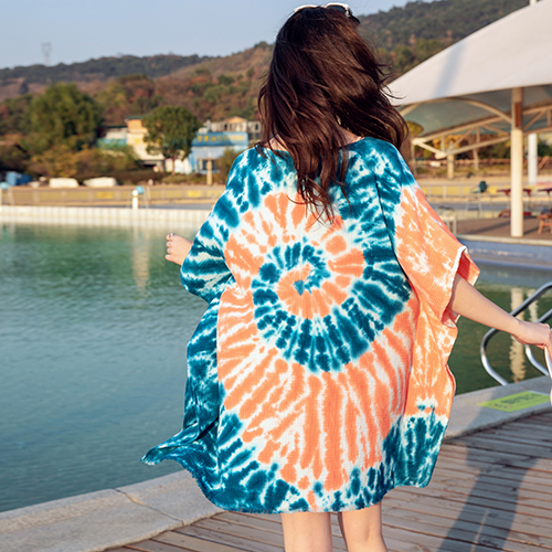 Ladies beach shell design tie dyed tunic