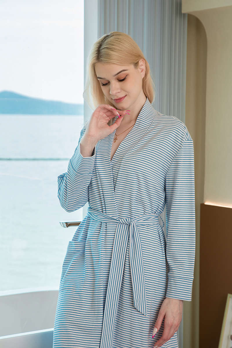 Cotton Stripe Jersey Cozy Robe