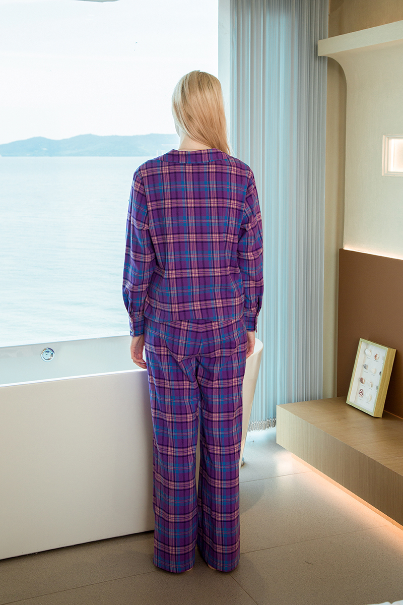 Brushed  Flannel comfortable Plaid check Pajama sets