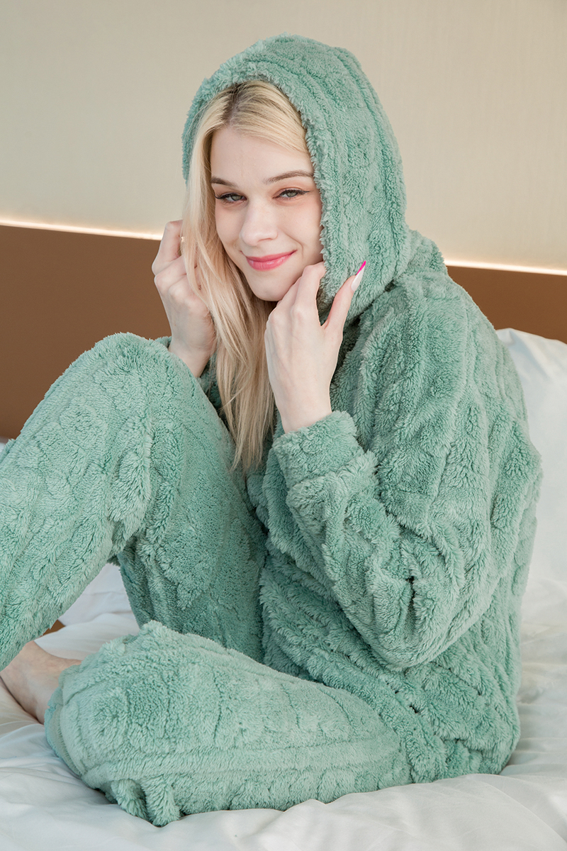 Double face Velour Hoodies Cozy Pajama Sets