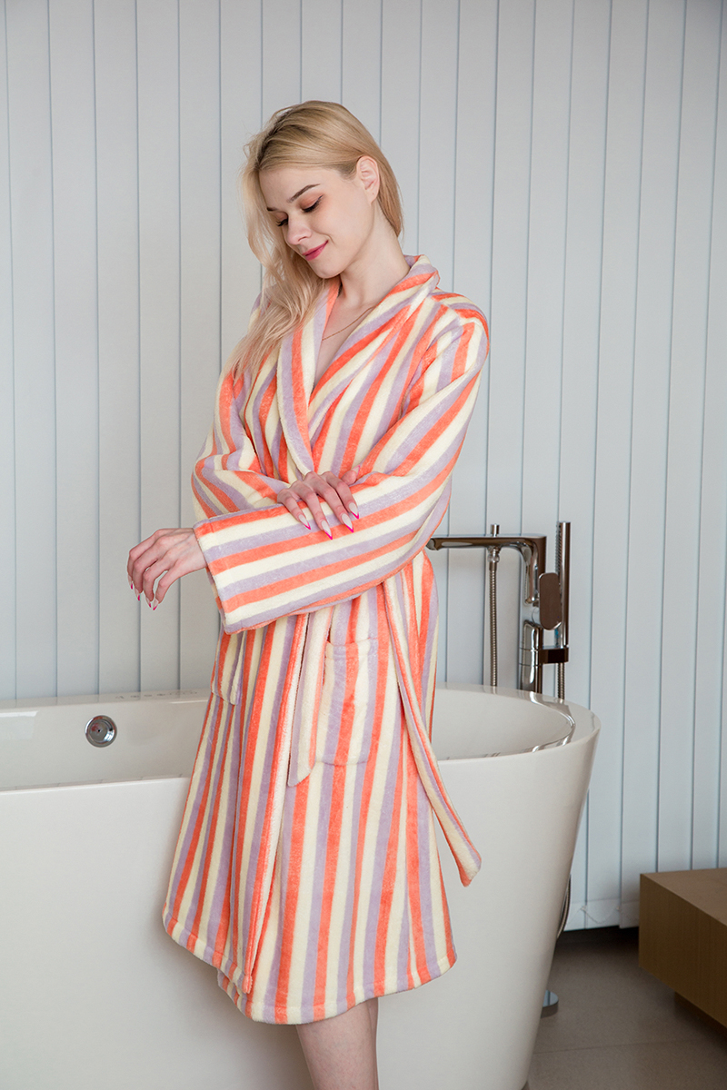 Rainbow Stripe Double face Velour Robe