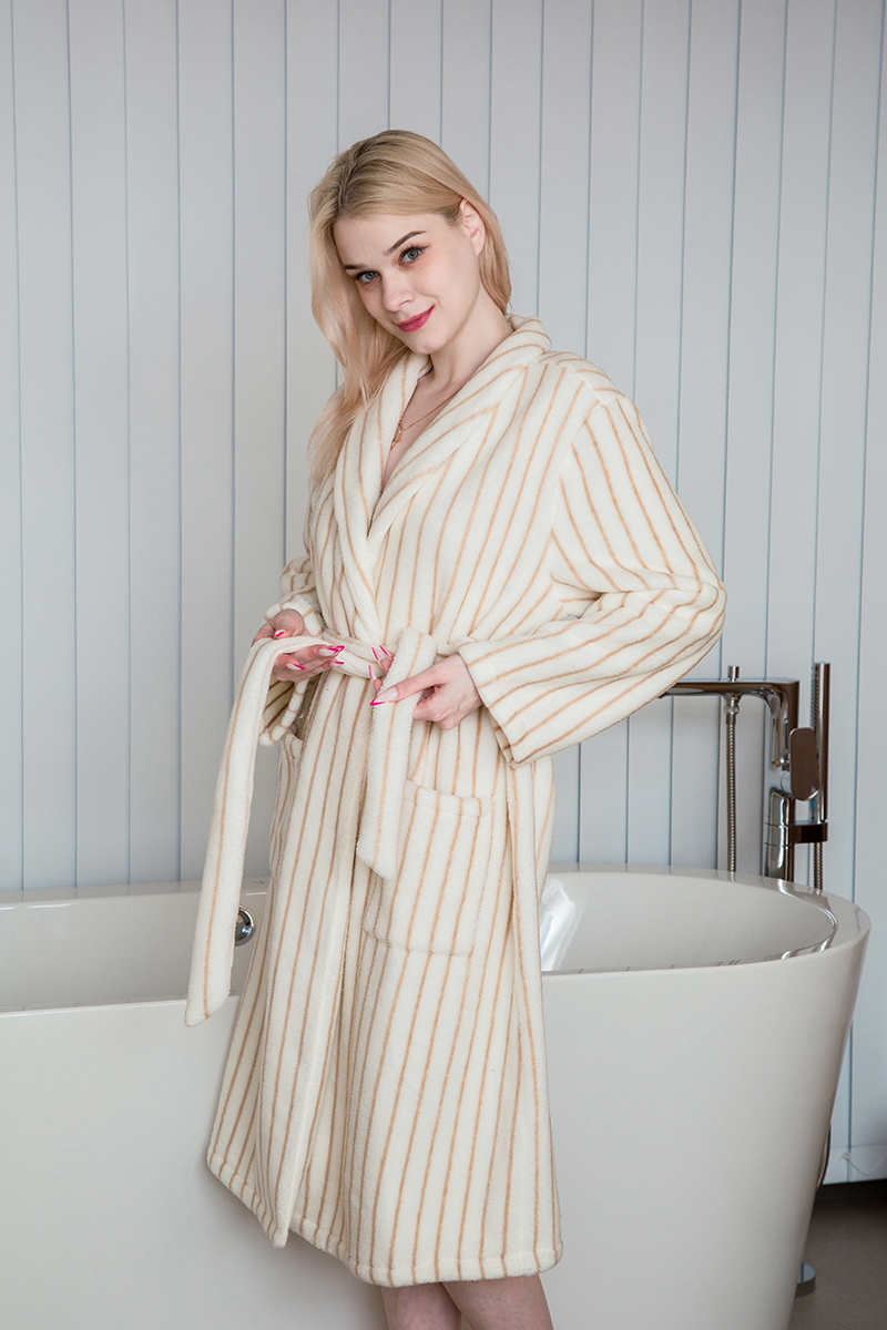 Pin Stripe Double Face Velour Robe