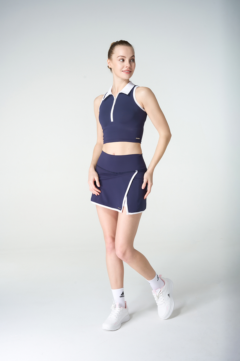 Hi Stretched Tennis Crop Zip T