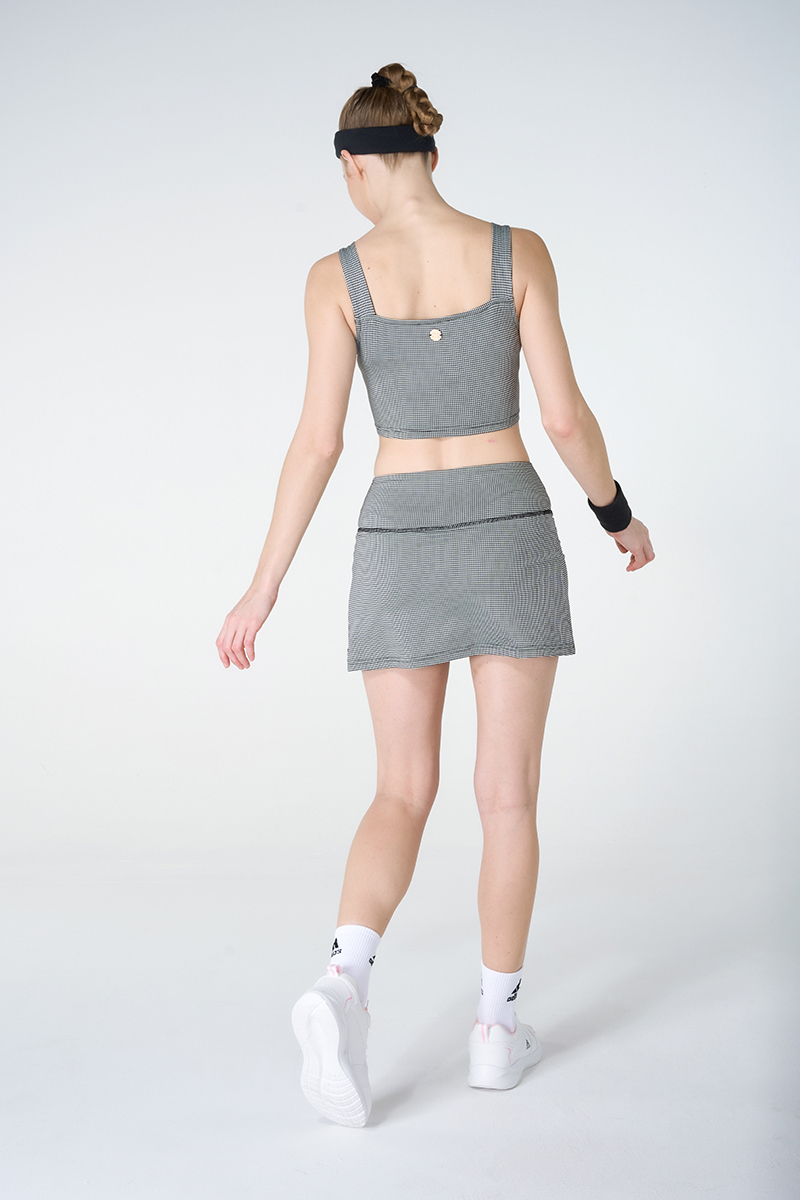 Hi Stretched Tennis Mini Check Tank And Skirt  with separate Inner Shorts Legging Sets