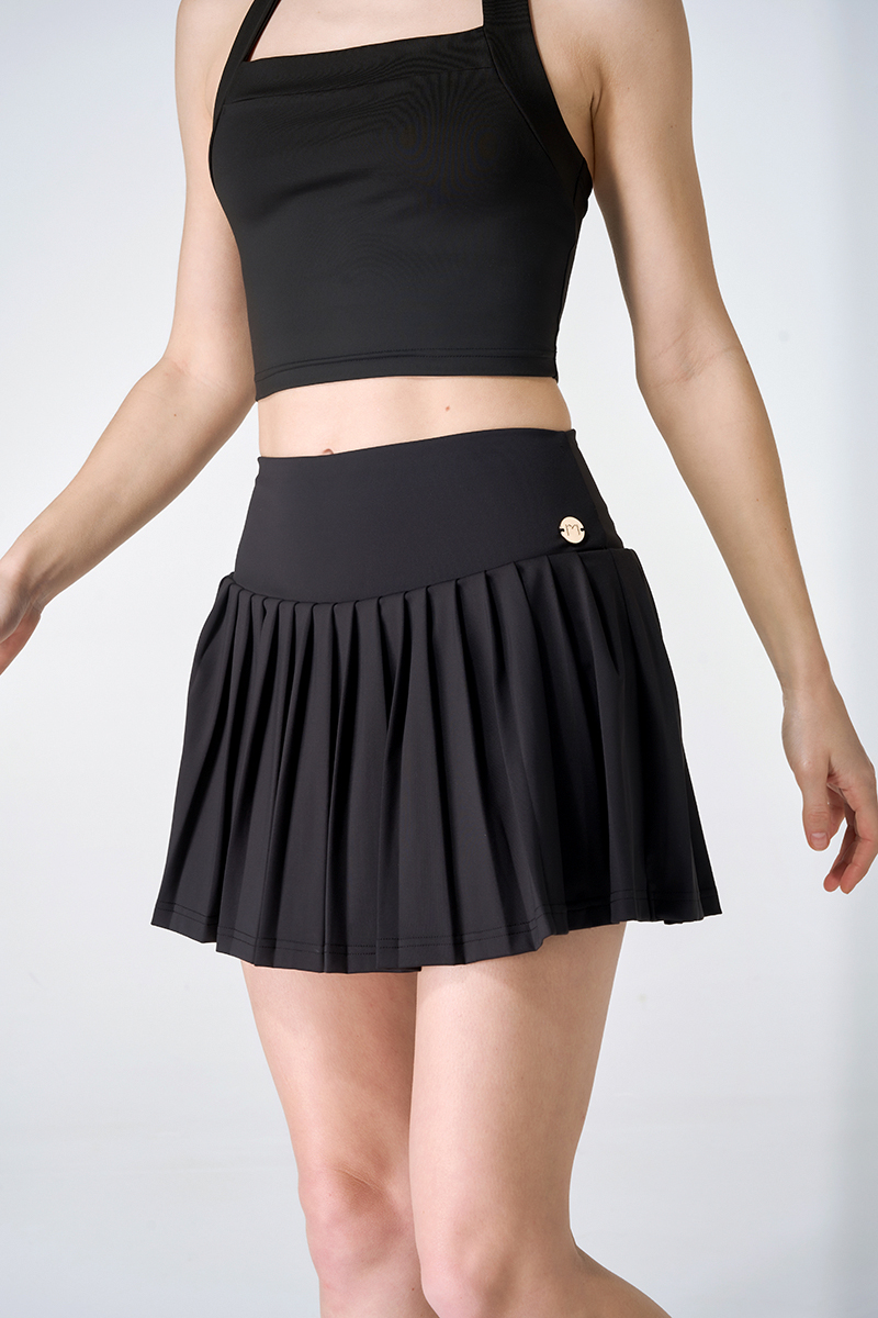 Strape Tank And Pleated Skirt With Separate Inner Shorts Legging Sets 