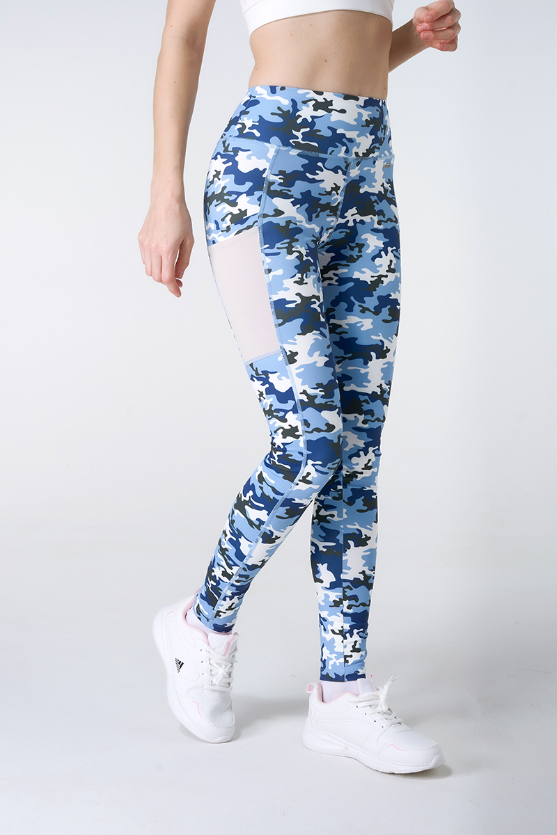 Light Support Bra And Blue Camouflage Legging With Side Pocket Sets