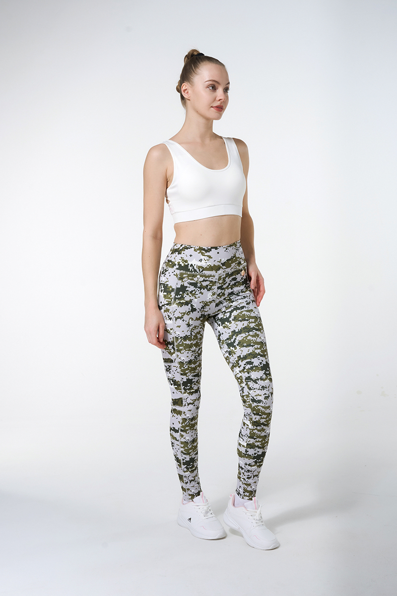 Light Support Bra And Sands Camouflage Legging With Side Pocket Sets