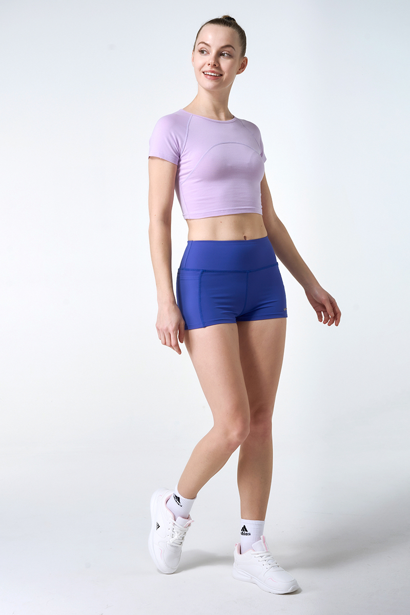 Organic Cotton Fiited Top  And High Waisted Booty Shorts Legging With Side Pocket Sets