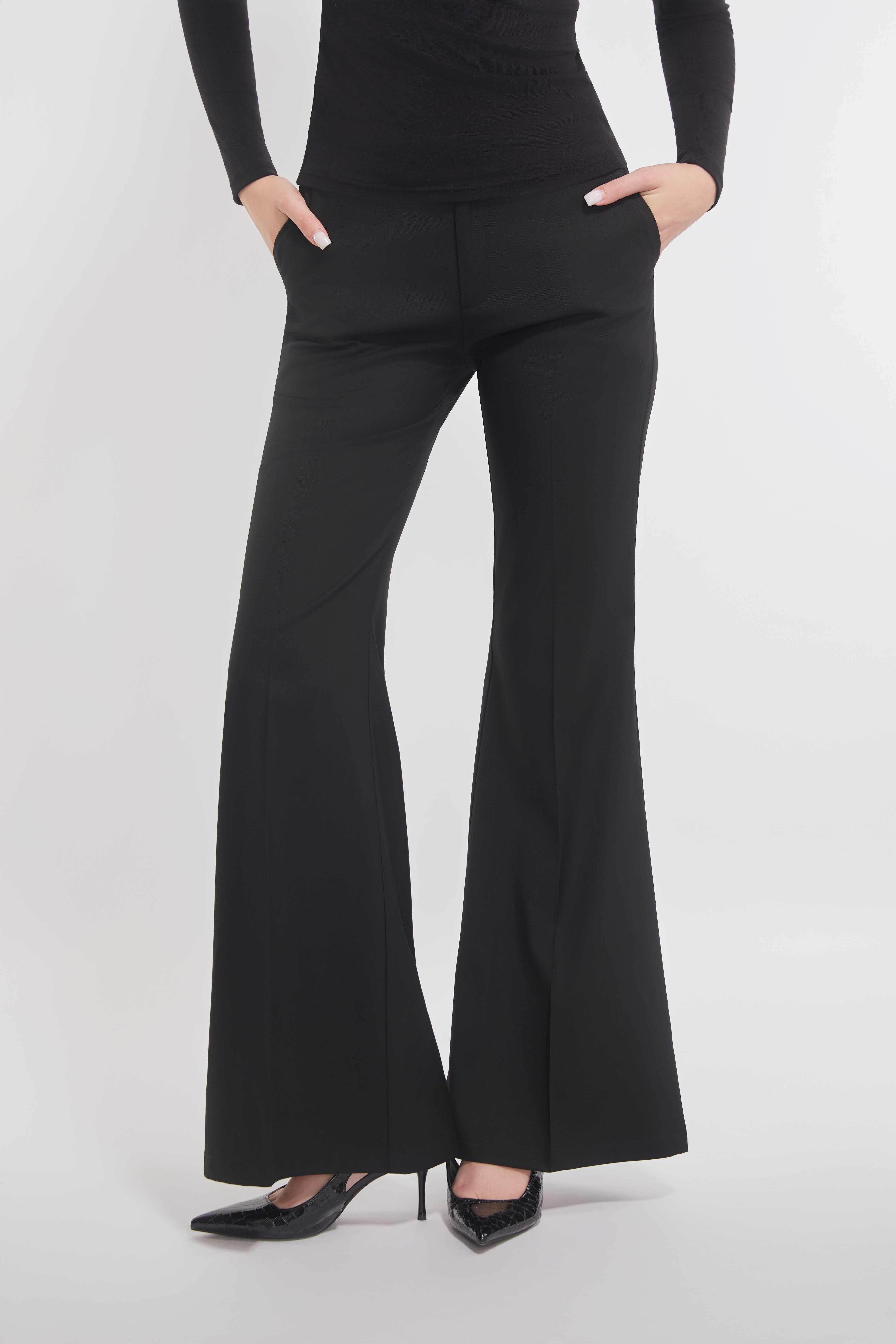 Stretched Wide Leg Slim Pants